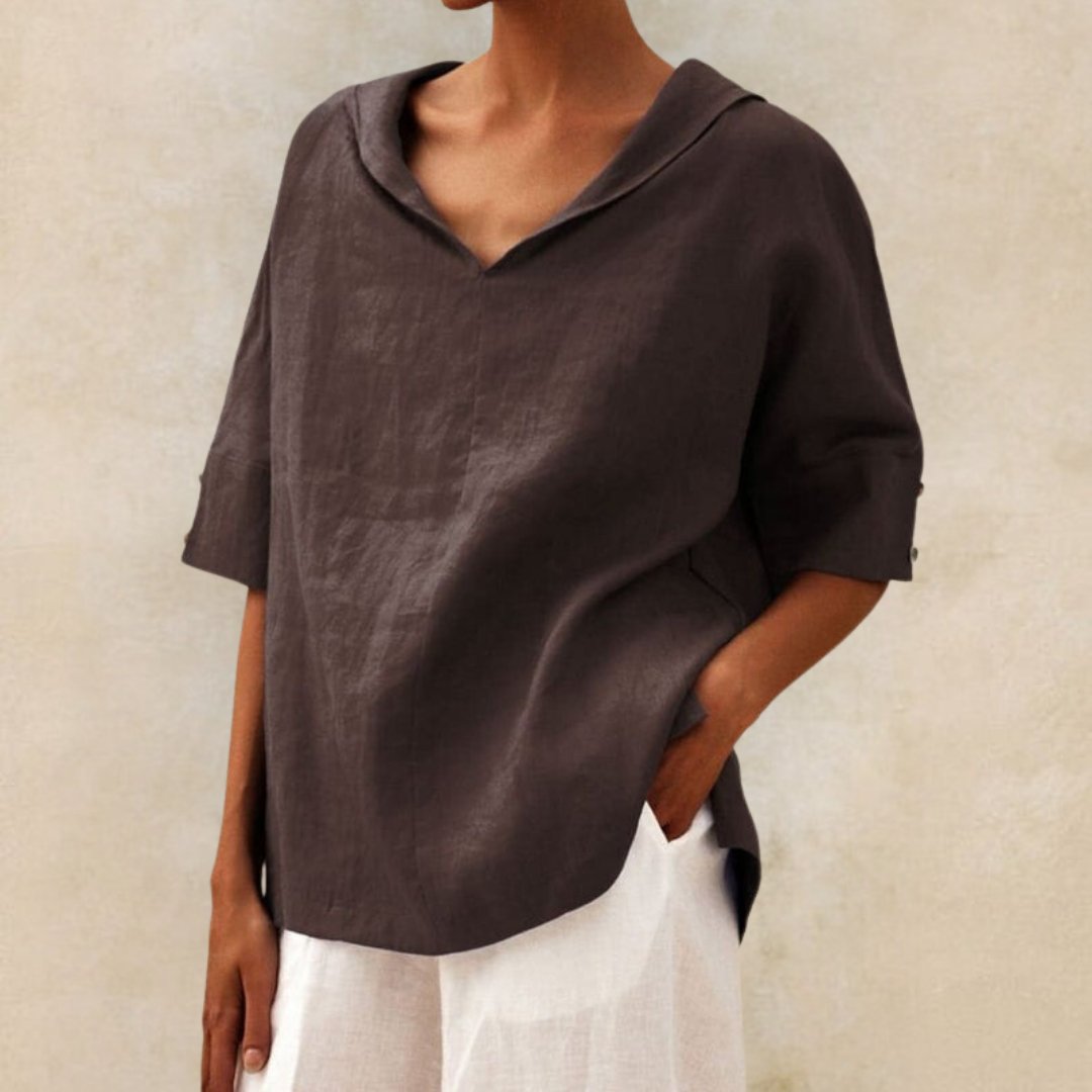 Thea | -neck casual linen shirt