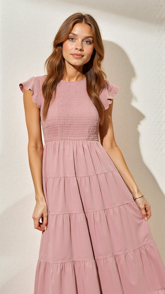 Wren | Smocked Summer Midi Dress Pleated