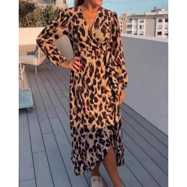 Vera | Leopard Print V-Neck Dress