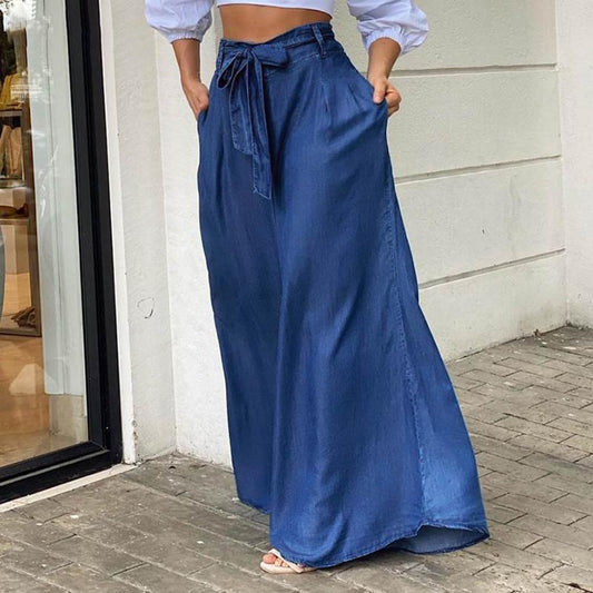 Adalyn | Plus Size Denim Wide Leg Summer Trousers