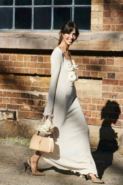 Acacia | Polyester V-Neck Slit Maxi Dress