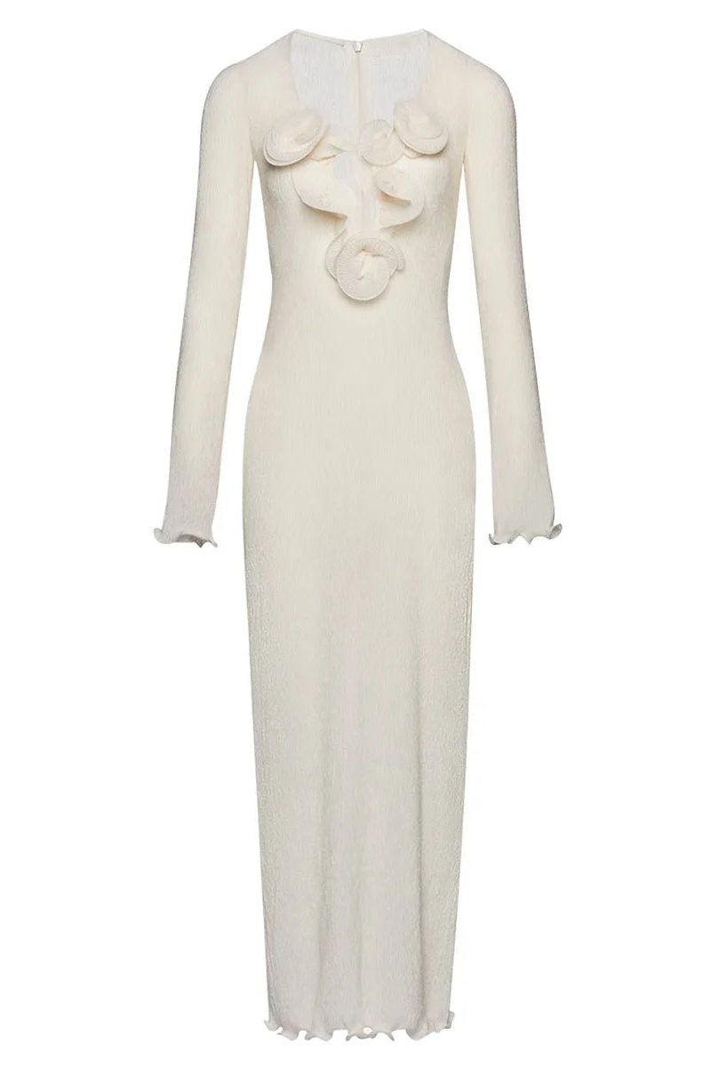 Acacia | Polyester V-Neck Slit Maxi Dress