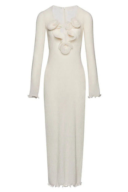 Acacia | Polyester V-Neck Slit Maxi Dress