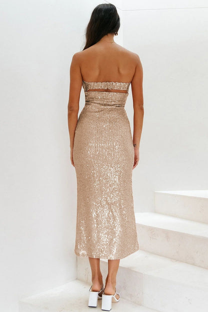 Vera | Strapless Midi Dress With Sequins